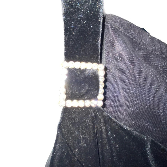 Vintage 90s Scott McClintock black Velvet rhinestone dress coquette Fall holiday - Picture 4 of 9